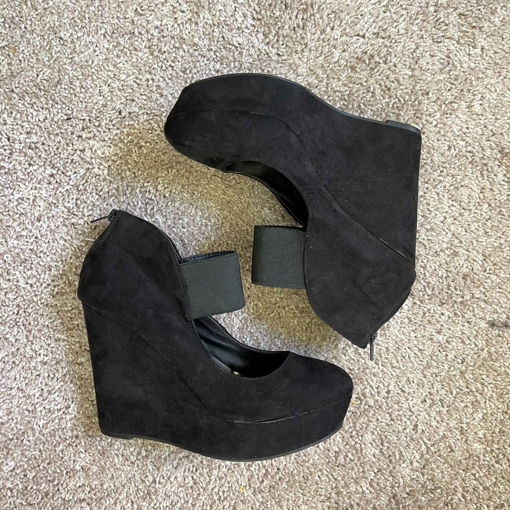 Black Suede Wedges